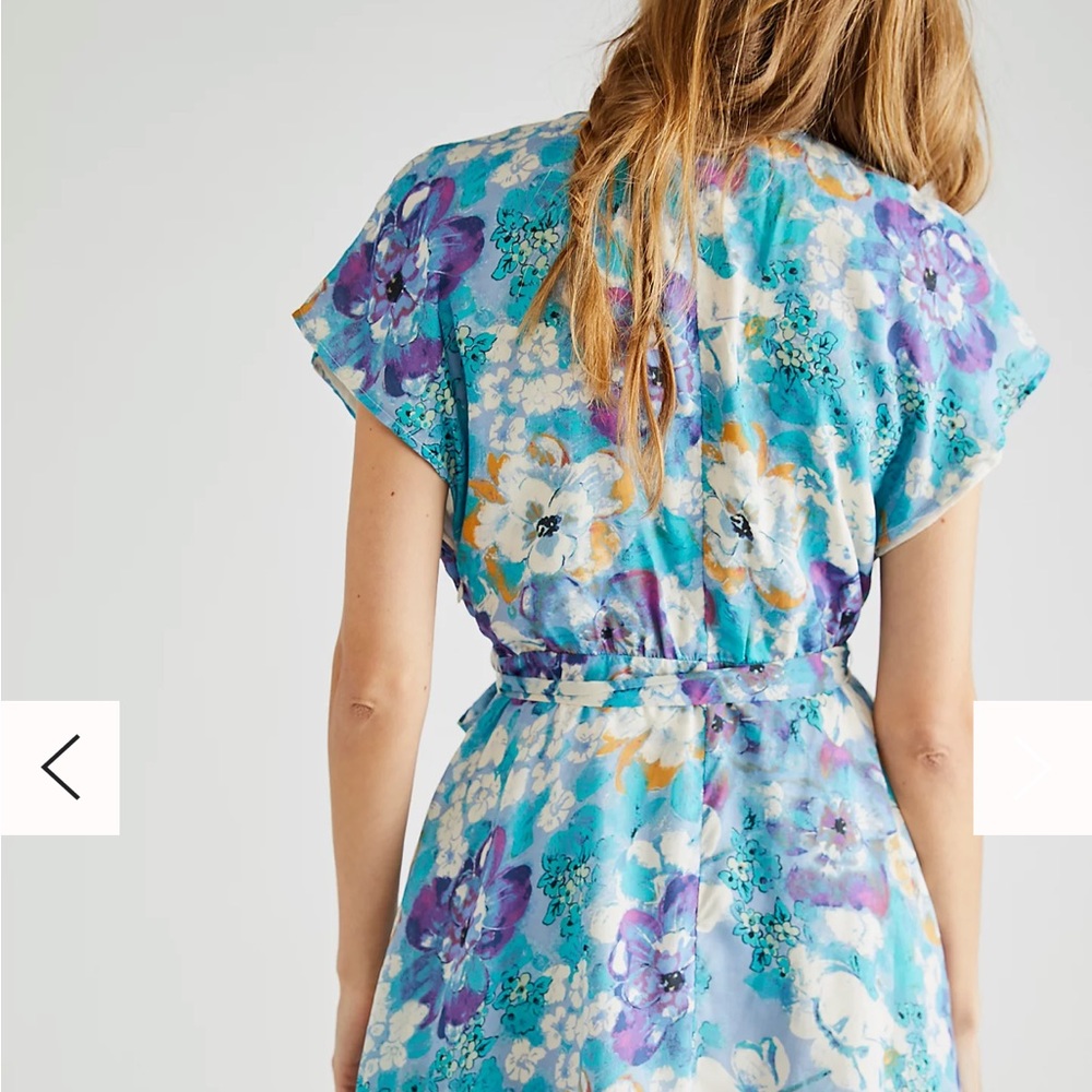 NWT Free People Freddy Floral Front Tie Mini Dress in Night Combo - Picture 6 of 10